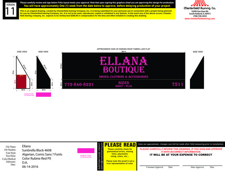 ELLNA Boutique awning design